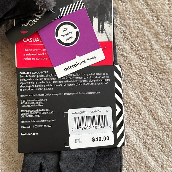 NWT Isotoner Womens Micro Luxe Suede Casual Gloves Size XL Black Classic Warm - Picture 4 of 10